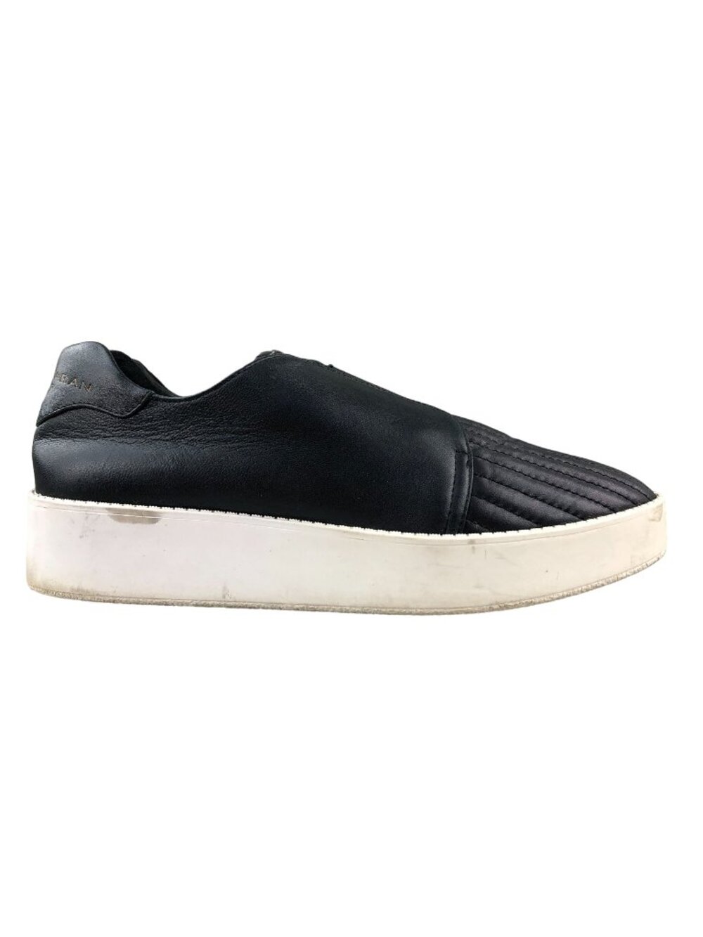 Donna Karan New York Women's Size 9 Black Leather Chunky Platform Slip On Shoes